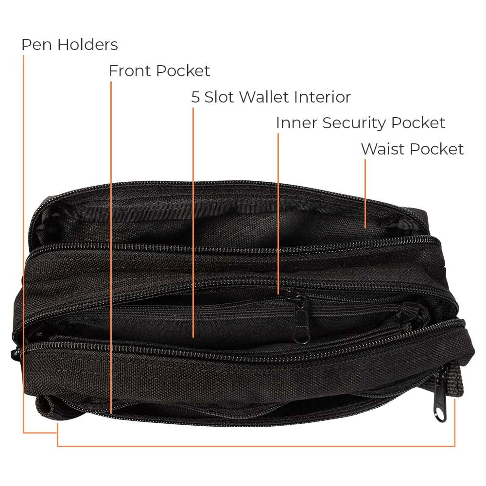 9W x 5H x 4D Casino Attendant Adjustable Belt Bag Pockets Explained 