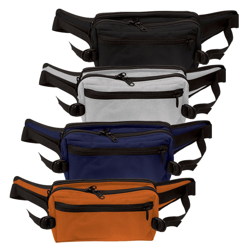 9W x 5H x 4D Casino Attendant Adjustable Belt Bag Shown in Black, White, Navy Blue,  and Orange