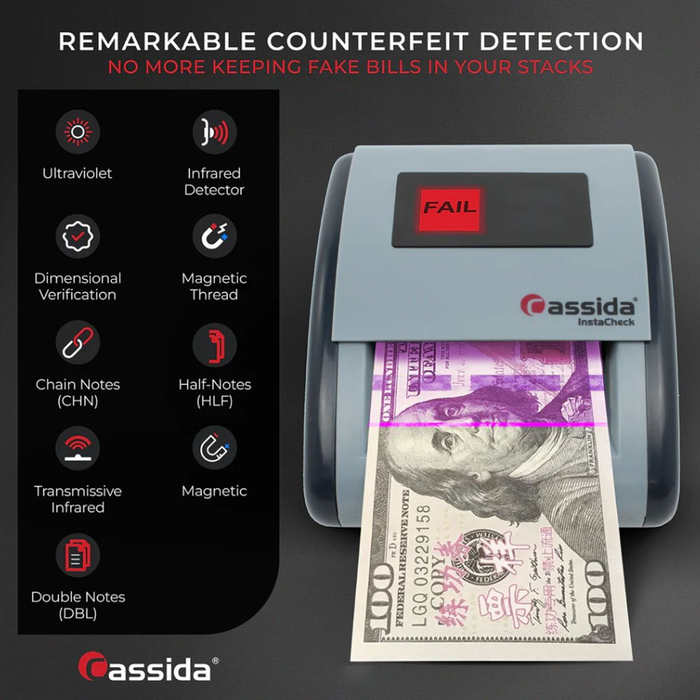 Cassida InstaCheck counterfeit detector - detection options