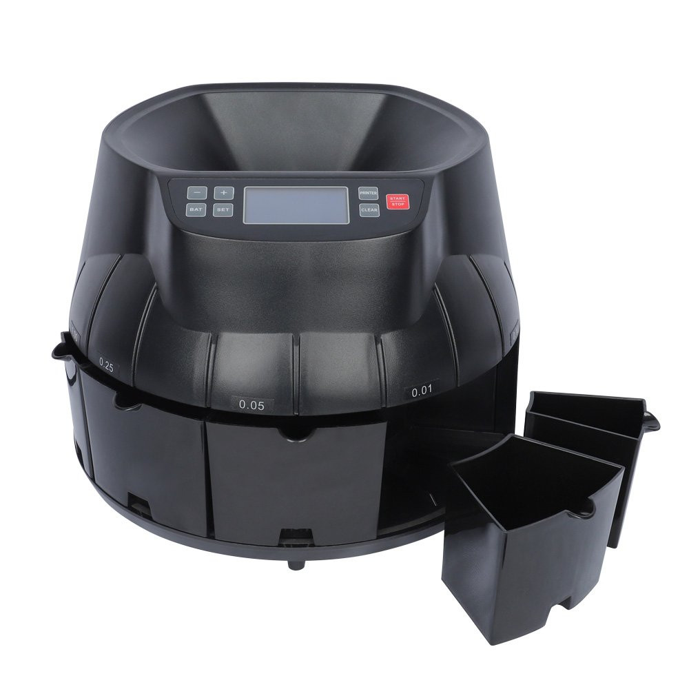 View with cup removed of MMF Industries Automatic Digital SE900 Coin Counter and Sorter