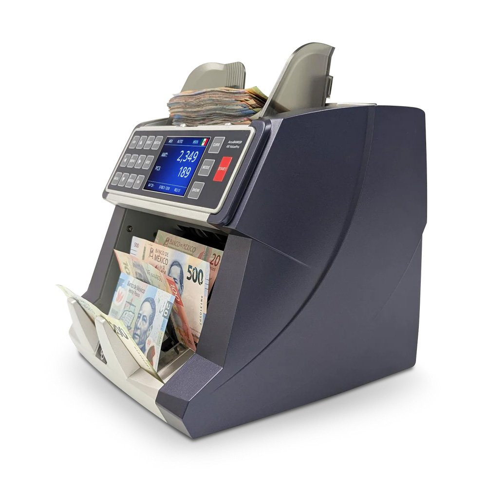 AccuBANKER® AB7100 New AB ValuePro Single Pocket Currency Discriminator Displaying Side View