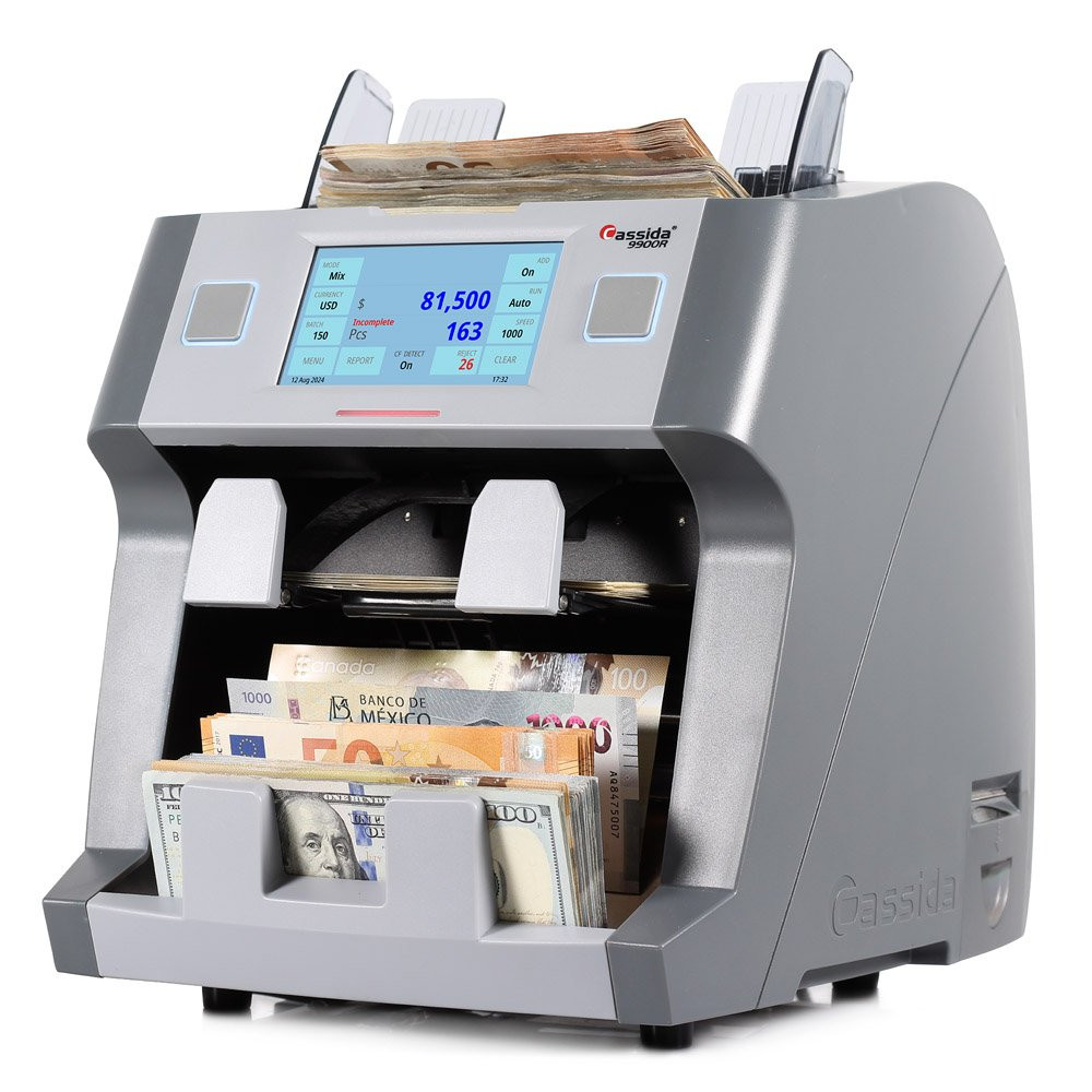 Cassida 9900R Premium Two Pocket Currency Discriminator Bank-Grade Mixed Denomination Money Counter 