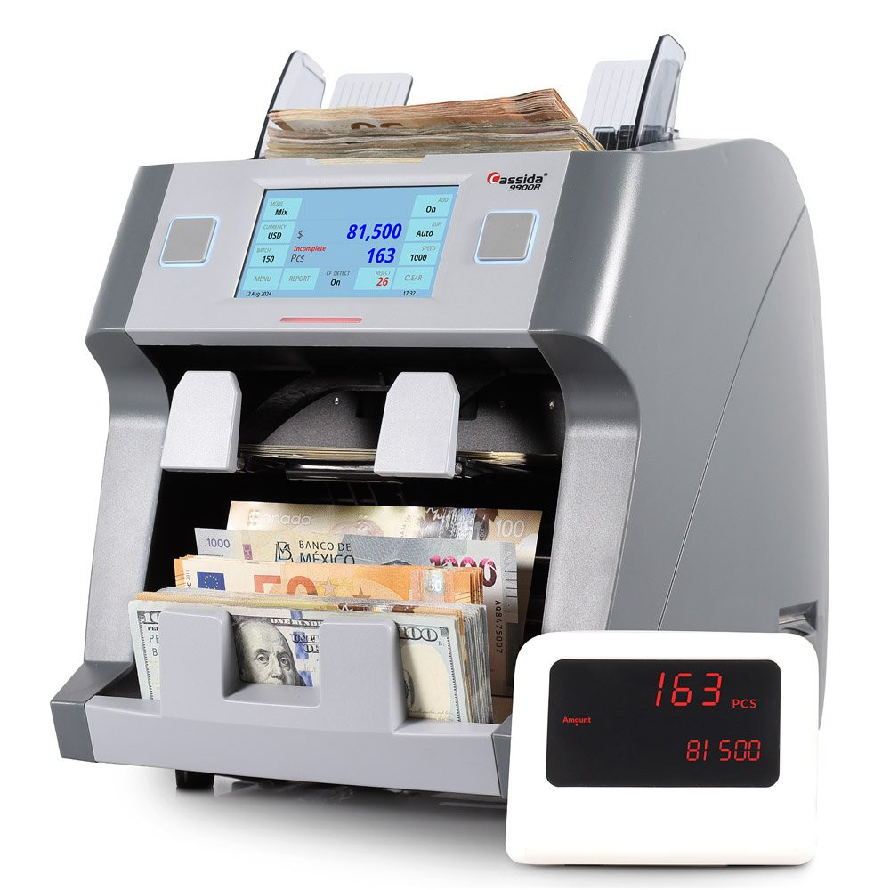 shown with digital display - in use counting cash 