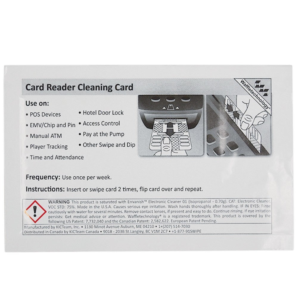 POS Cleaning Card - SmartCard with Waffletechnology