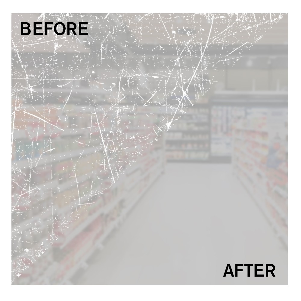 Novus® Plastic Polish System - 8 oz Kit showing a before and after 