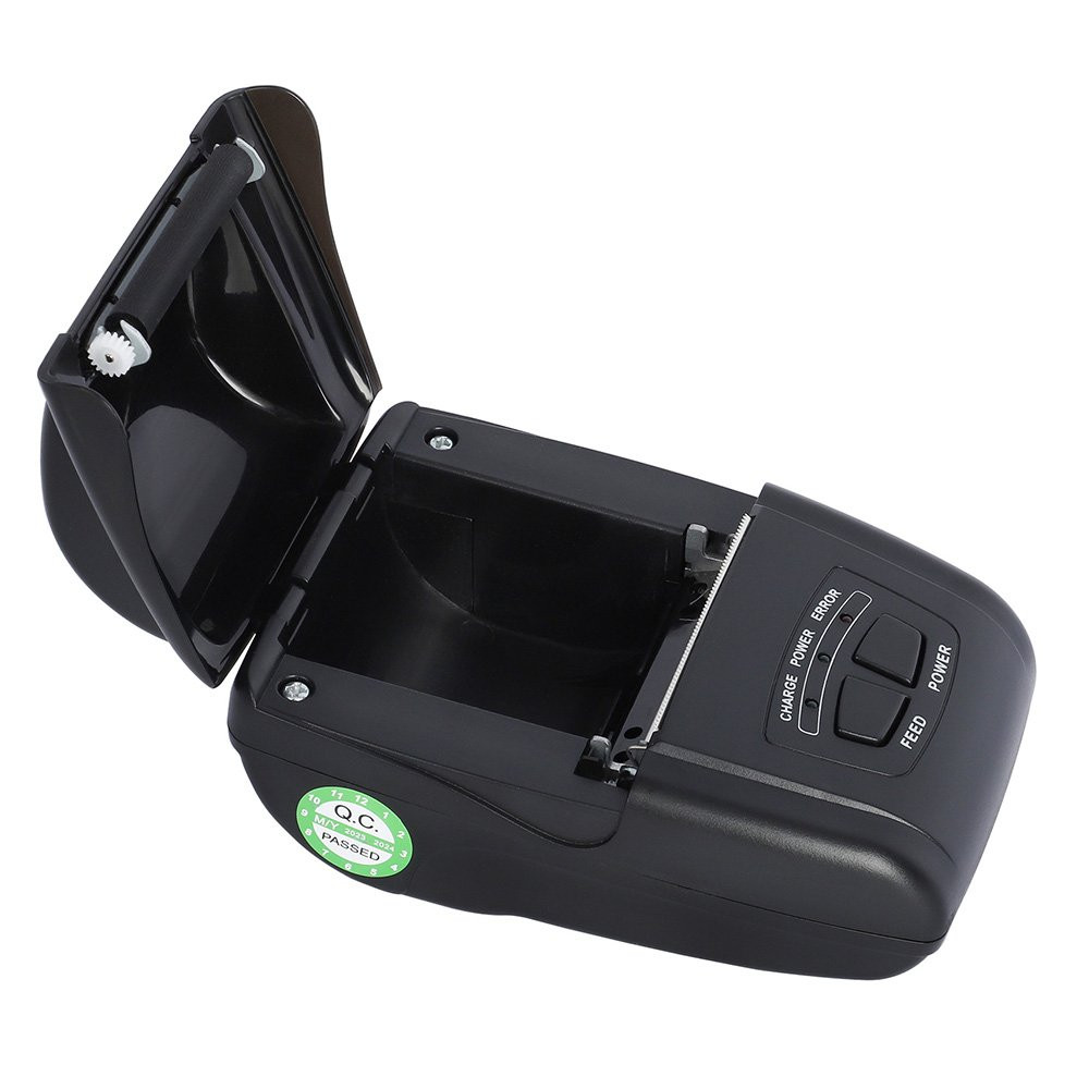 Cassida Rechargeable Battery Operated Thermal Printer- Model KP-1 shown open where you load paper. 