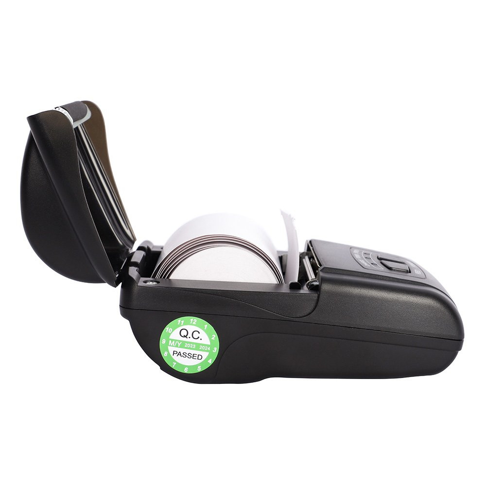 open side view of Cassida Rechargeable Battery Operated Thermal Printer for Cassida and Kolibri Money Counters - Model KP-1