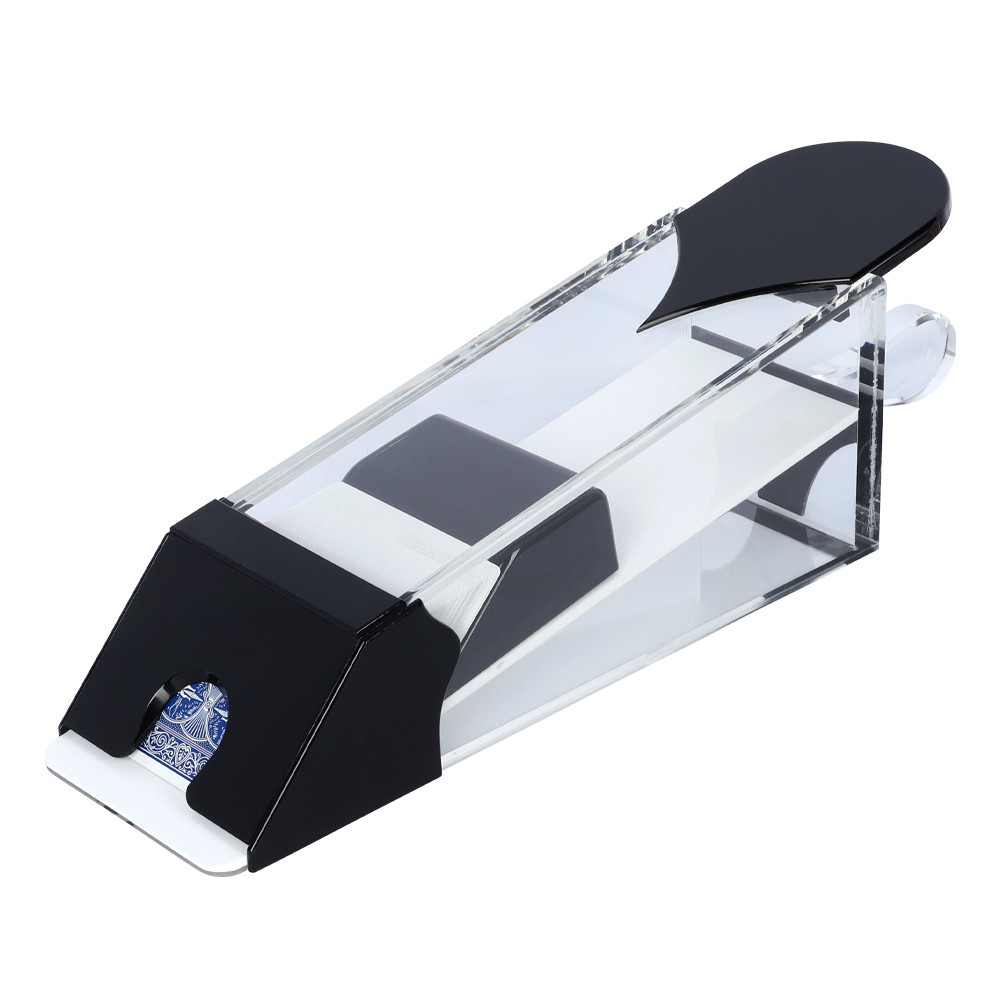 Baccarat Card Dealing Shoe, Clear Shoe with Black Trim