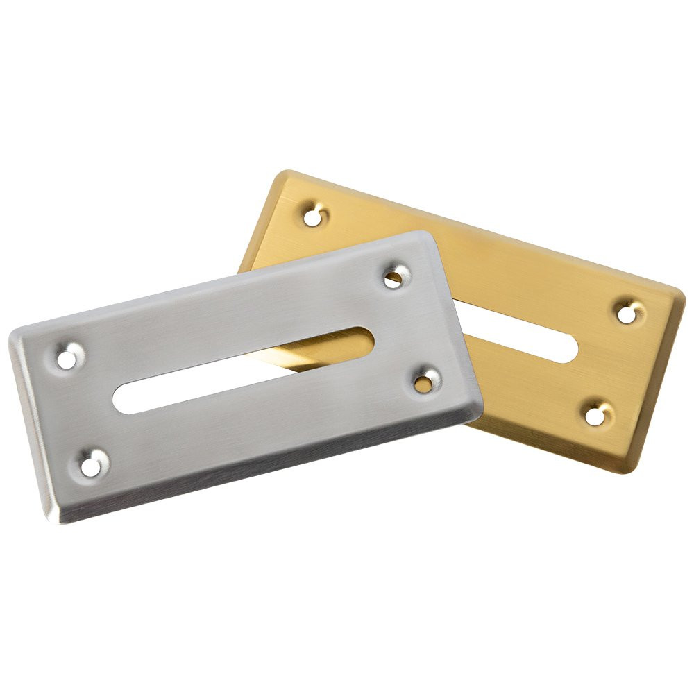 Bill Slot Cover for Casino Table Games Shown In Stainless Steel and Anodized Brass