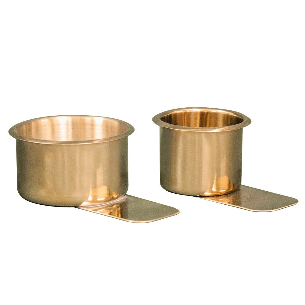 Slide Under Drink Cup Holder for Casino Table Games In Anodized Brass