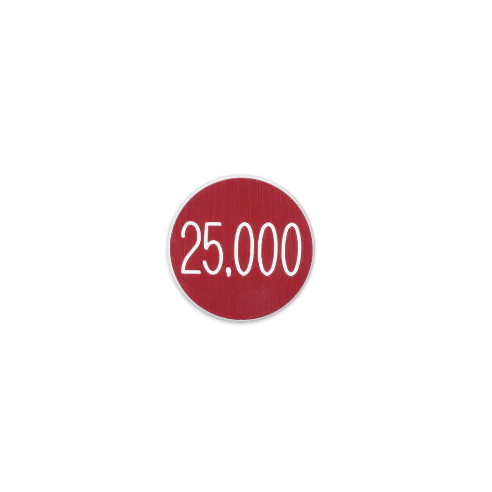 25,000 Maroon with White Letters Double-Sided 1-1/4 inch Diameter