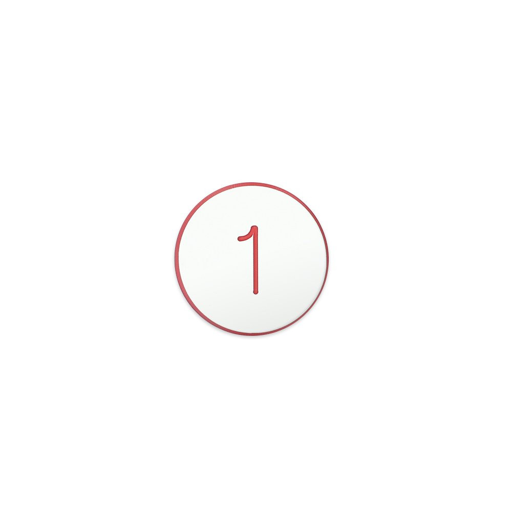 1 White with Red Letters Double-Sided 1-1/4 inch Diameter