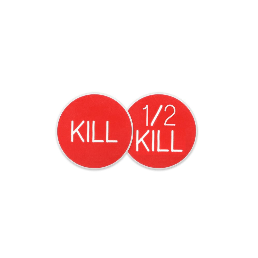 Kil / 1/2 Kill, 1-1/4 inch Red with White Lettering Double-Sided