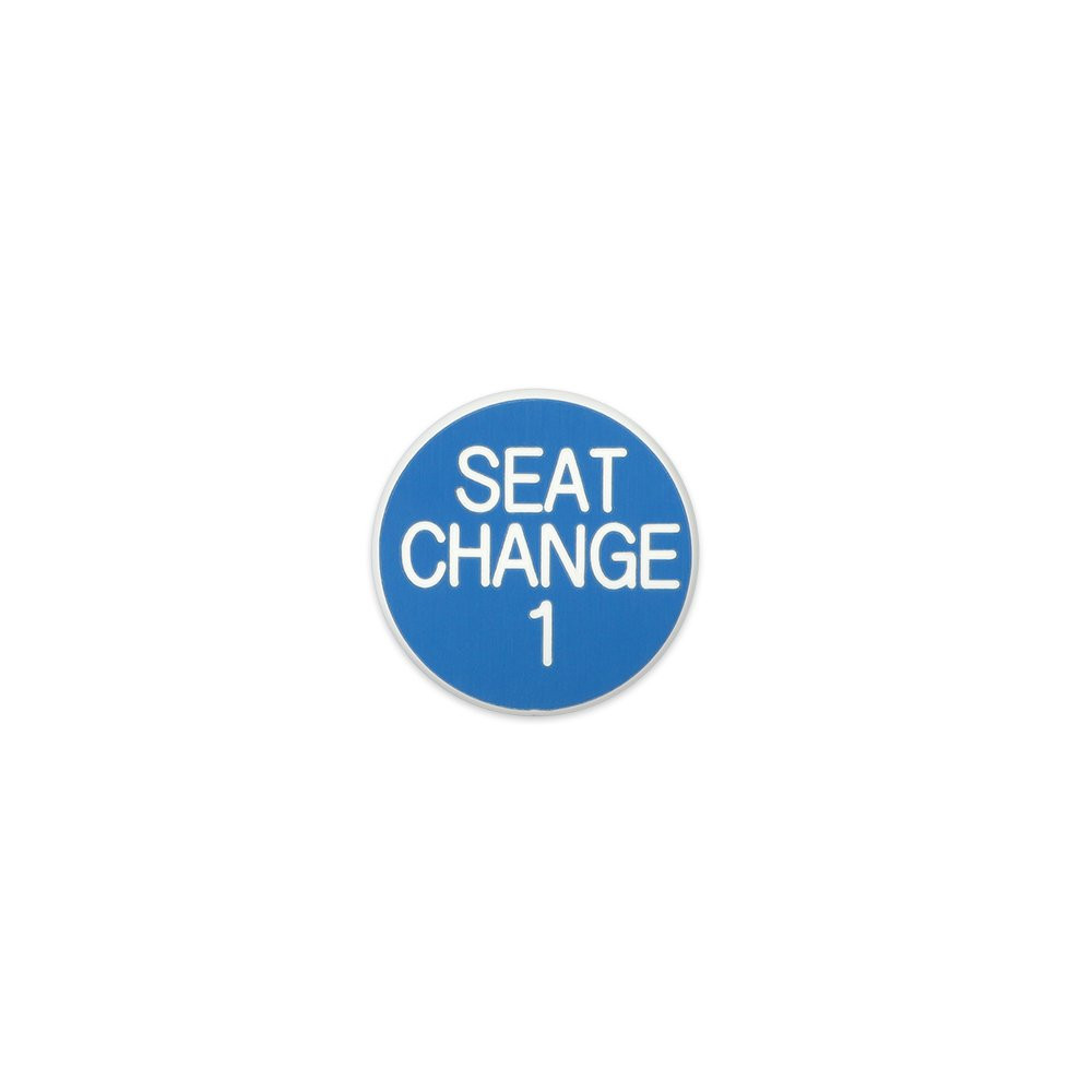 Seat Change 1, 1-1/4 inch Blue with White Lettering Double-Sided