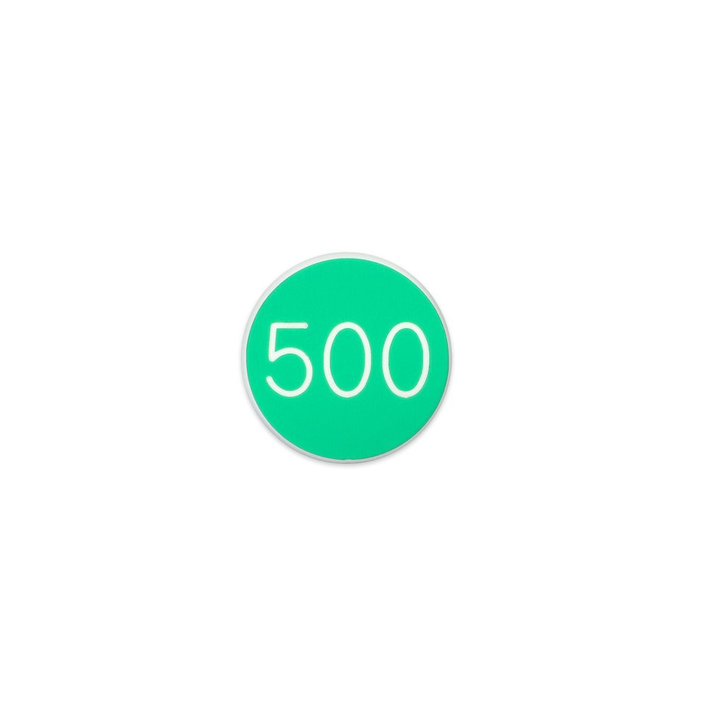 500 Green with White Letters Double-Sided 1-1/4 inch Diameter 