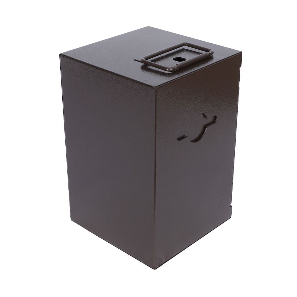 back side - 3 Hole Brown Standard Universal Drop Box - 12W x 8H x 8D 