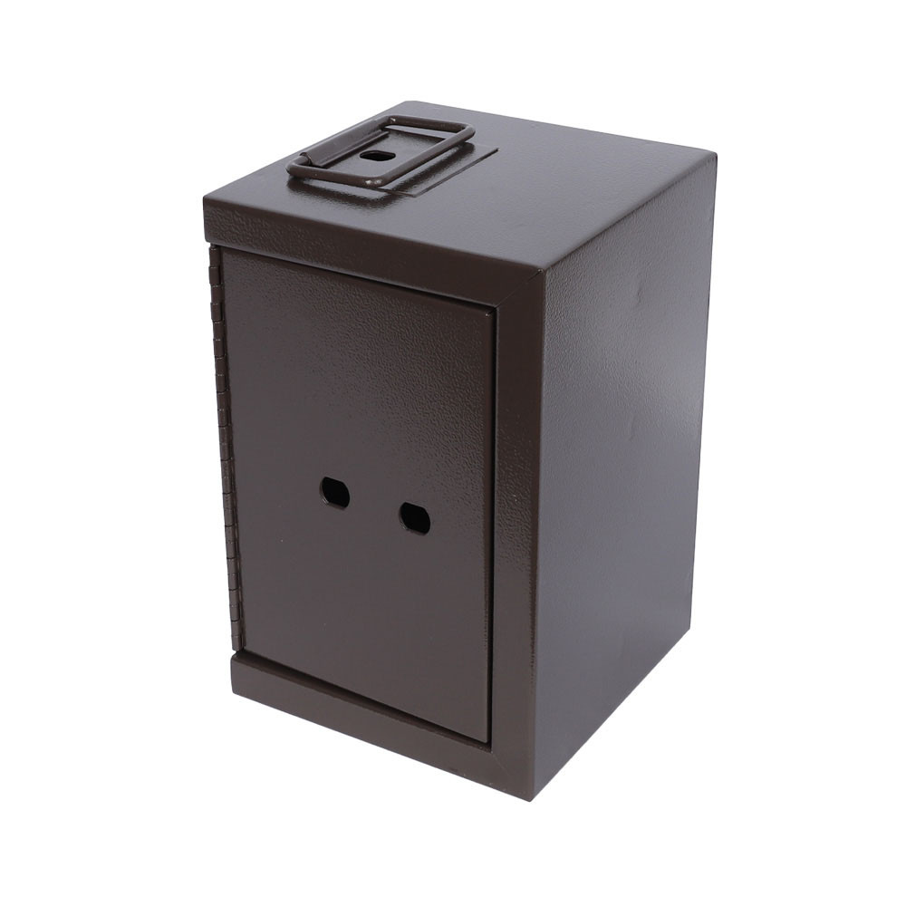 front side- closed - 3 Hole Brown Standard Universal Drop Box - 12W x 8H x 8D