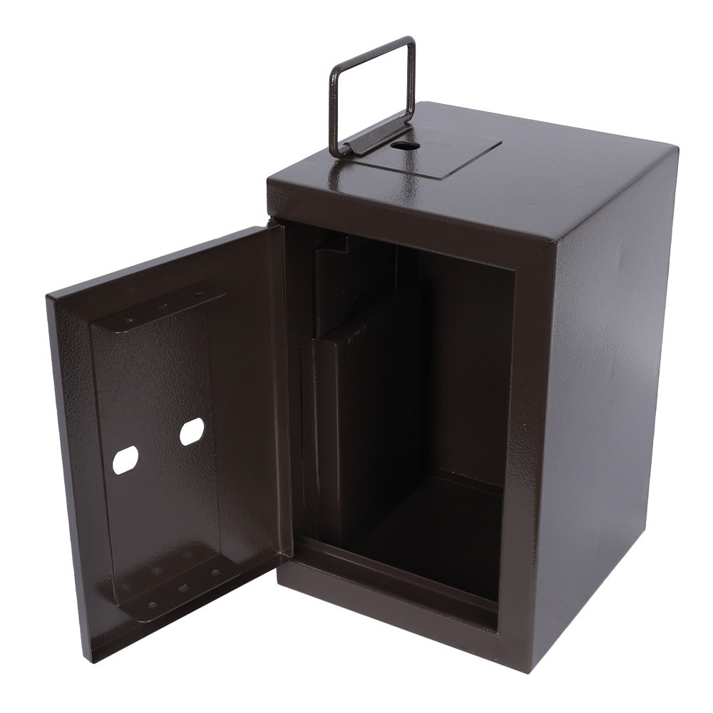 front side - open - 3 Hole Brown Standard Universal Drop Box - 12W x 8H x 8D 