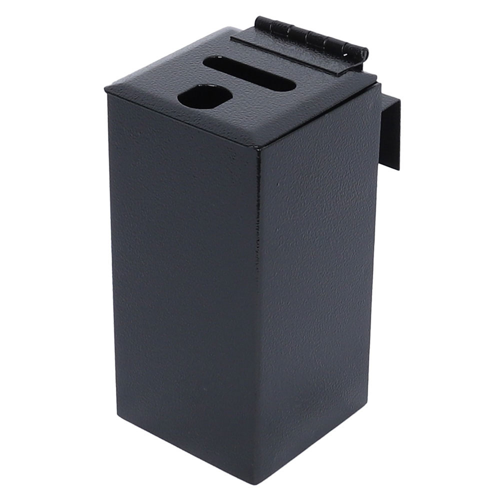 front -Tokebox Black Small, All Metal w/ J-Hook, Top Opening (6-1/4H x 3 1/8W x 3 1/8D)