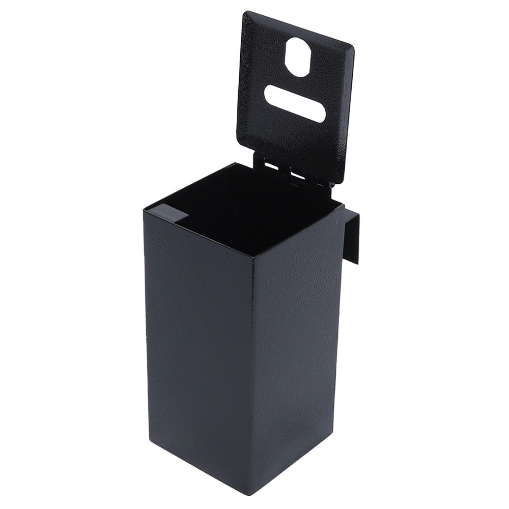front - open- Tokebox Black Small, All Metal w/ J-Hook, Top Opening (6-1/4H x 3 1/8W x 3 1/8D)