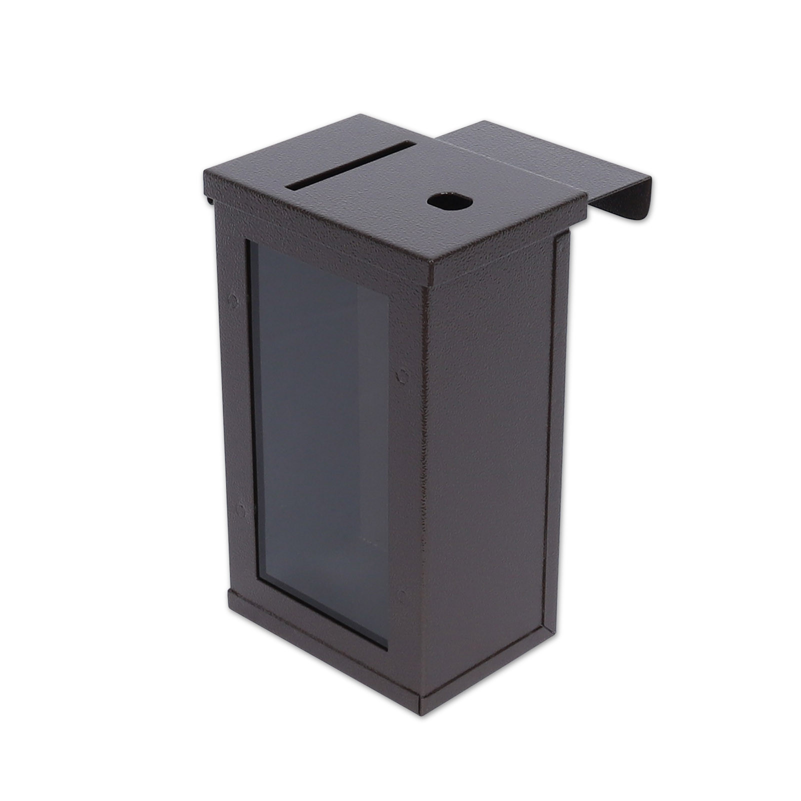 side - Tokebox Brown Metal 1 Window w/ 2-3/4J-Hook for Craps, Top Opening