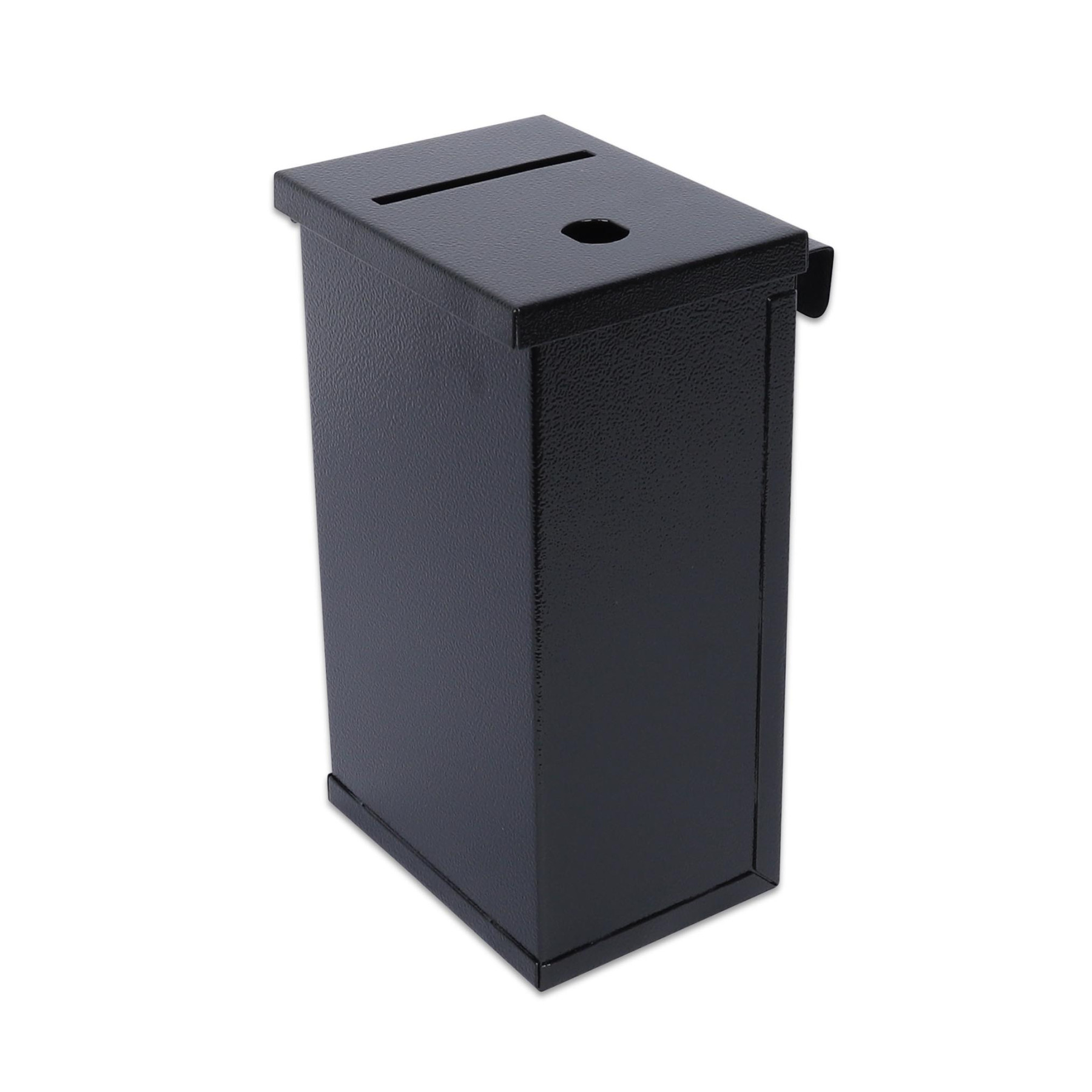 front - Tokebox Black All Metal w/ J-Hook, Top Opening (9H x 5-1/4W x 3-3/4D)