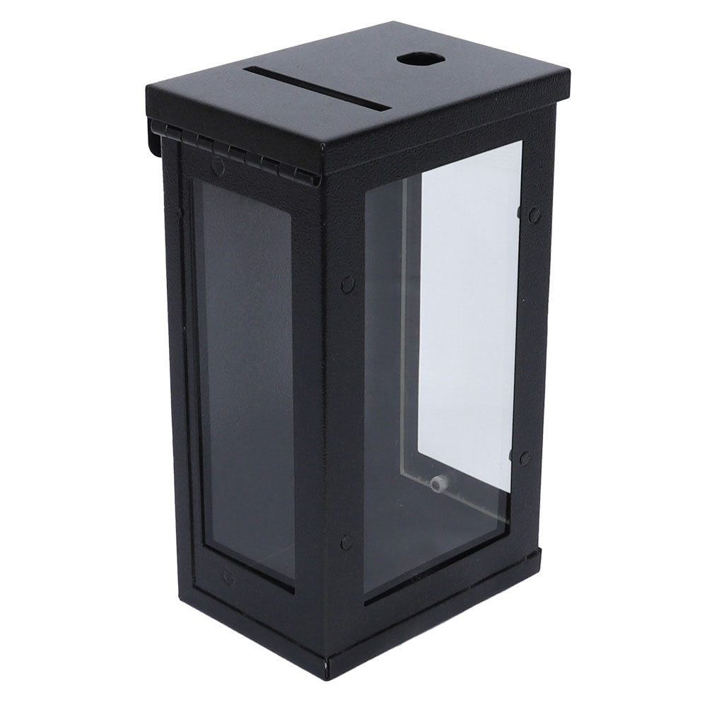 front - Tokebox Black Metal 3 Window w/ J-Hook, Top Opening (9H x 5-1/4W x 3-3/4D)