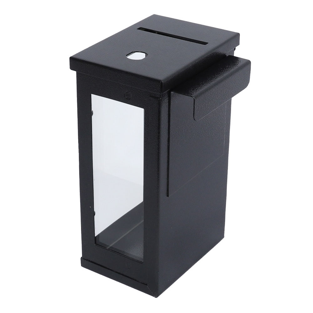 back - Tokebox Black Metal 3 Window w/ J-Hook, Top Opening (9H x 5-1/4W x 3-3/4D)