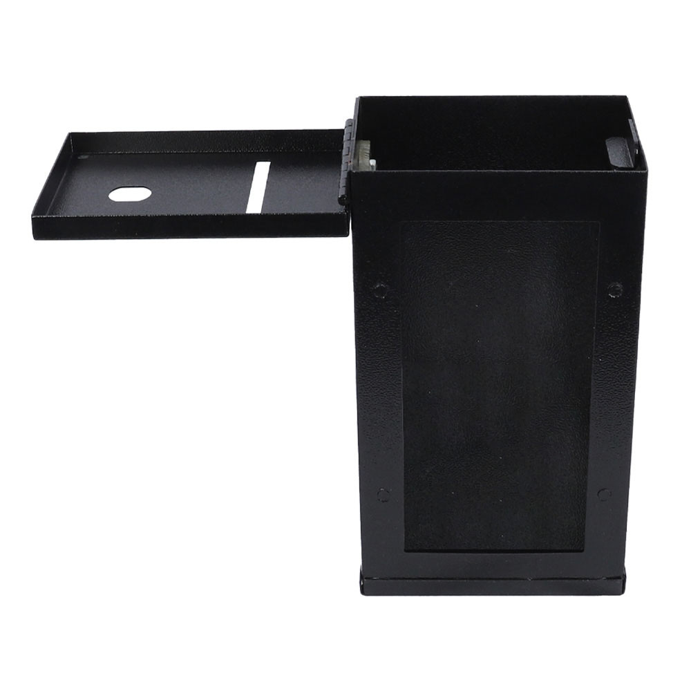 front - open - Tokebox Black Metal 3 Window w/ J-Hook, Top Opening (9H x 5-1/4W x 3-3/4D)