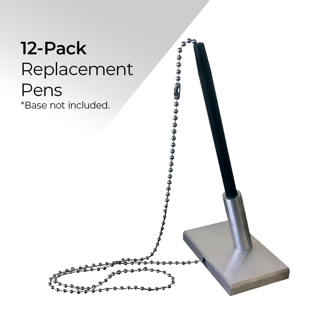 Antimicrobial Lobby Counter 12-Pack Replacement Pens - Satin Silver