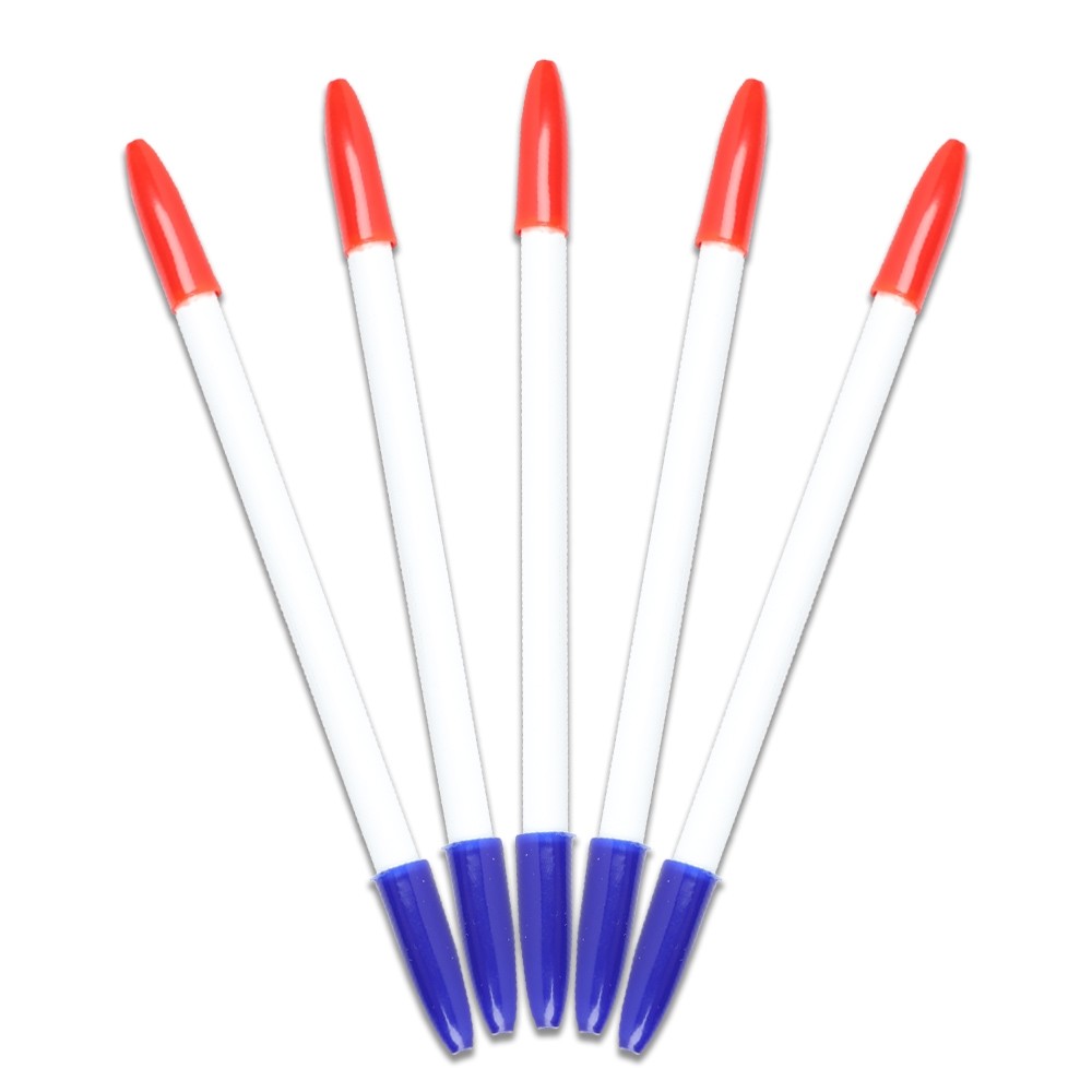 Double Ink Baccarat Casino Pens - Blue & Red Ink - five pens next to each other