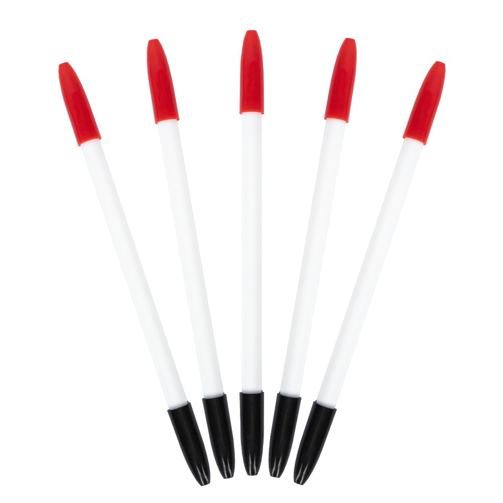 Double Ink Baccarat Casino Pens- 5 Black & Red Ink Shown Fanned. 