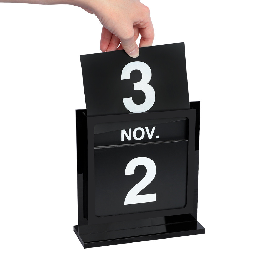 Black Acrylic Countertop Perpetual Calendar