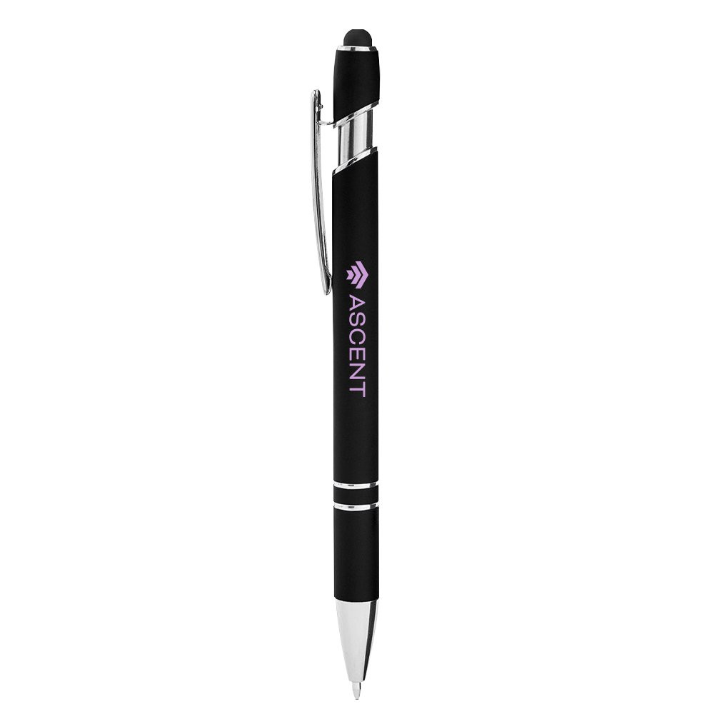 Alpha soft promotional pen with imprint - Black with white text