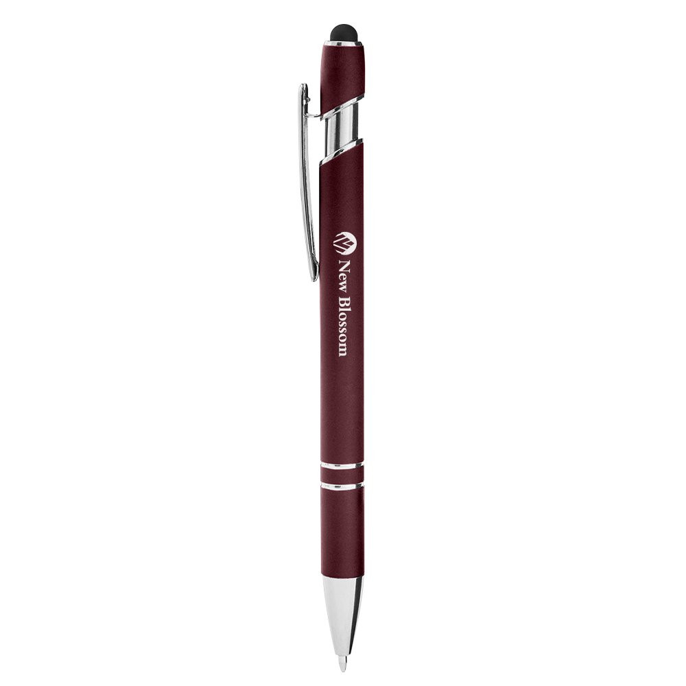 Alpha soft promotional pen with imprint - Burgundy with white text