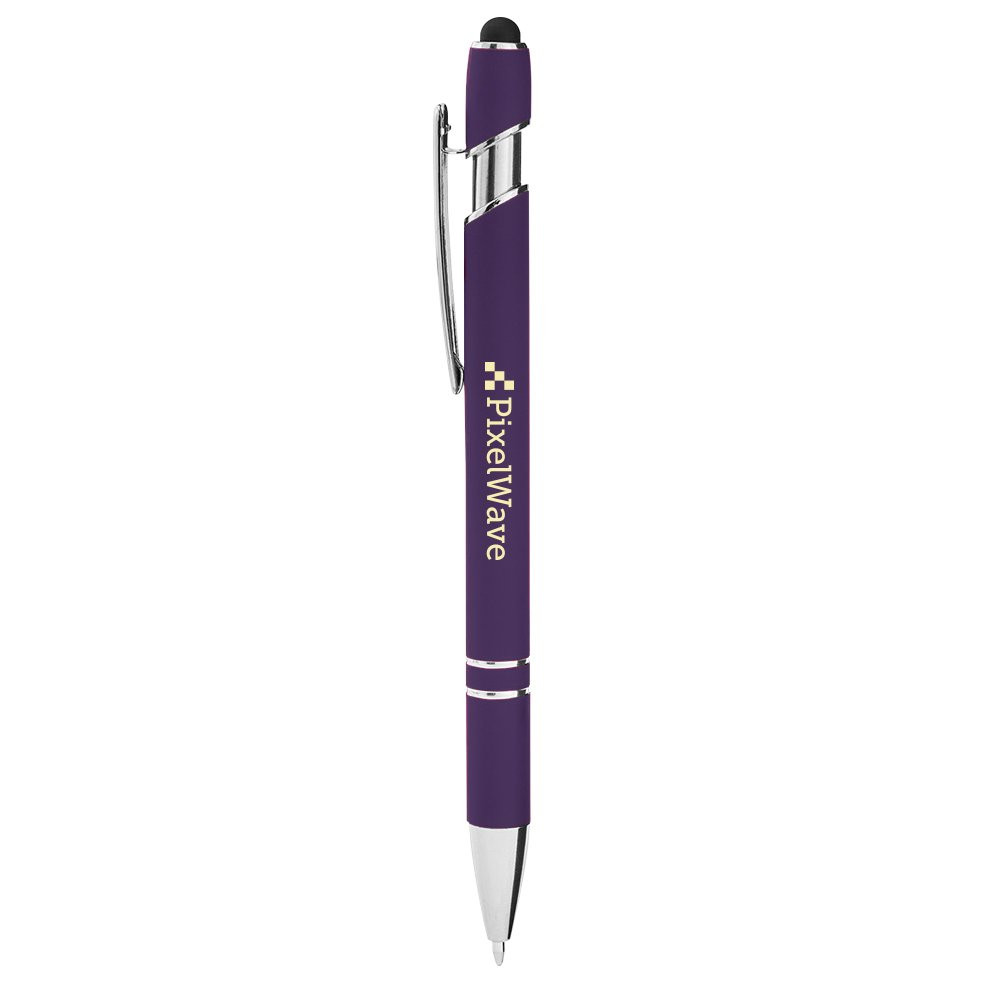 Alpha soft promotional pen with imprint - Purple with white text