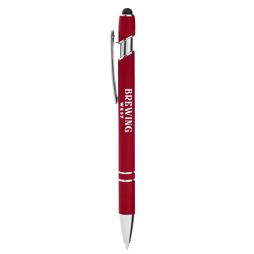 Alpha soft promotional pen with imprint - Red with white text