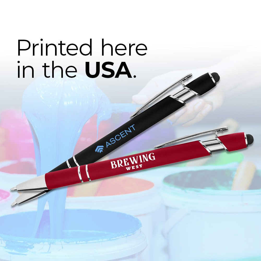 Alpha soft promotional pens with custom imprint - Made in the USA