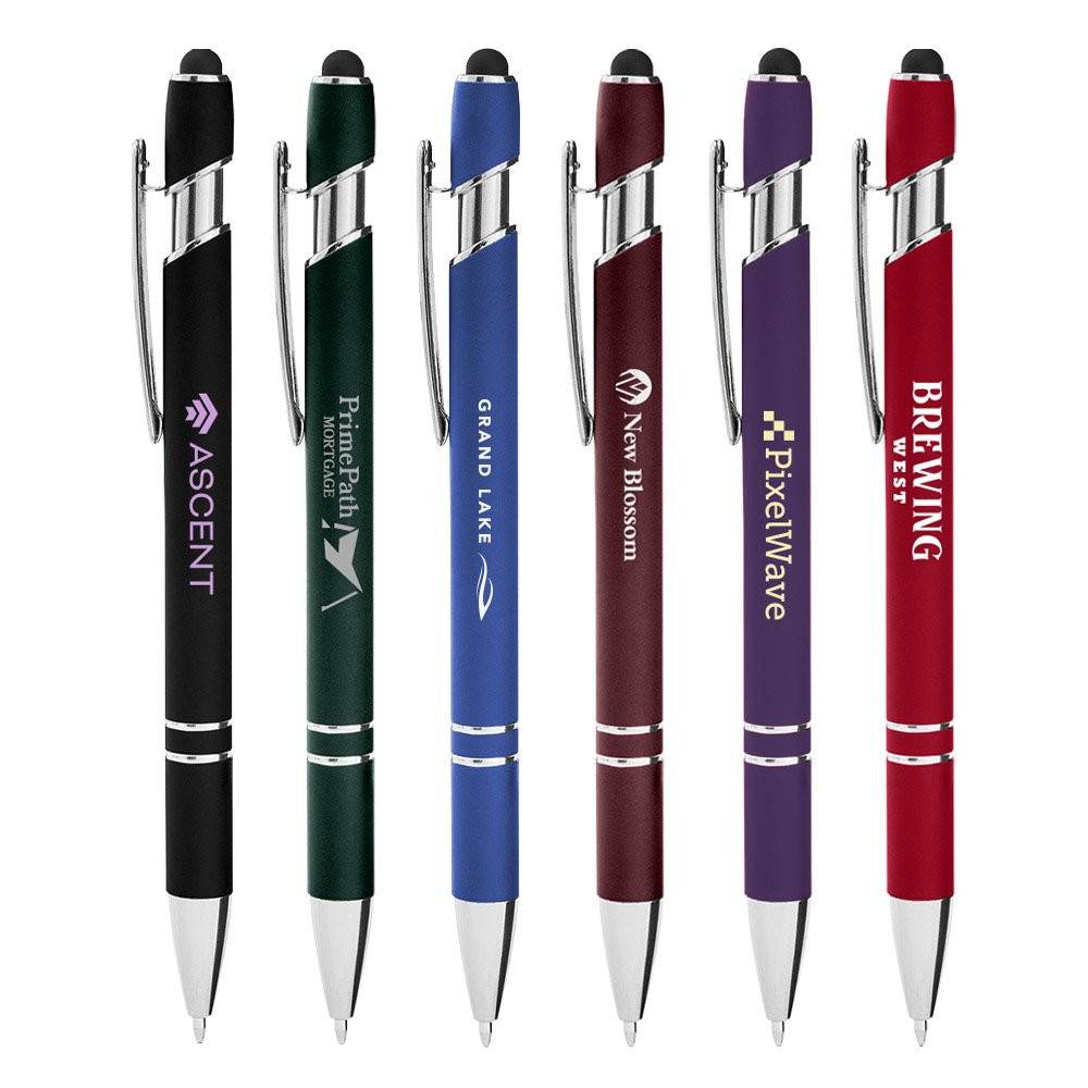 Alpha soft promotional pens with custom imprint and stylus 