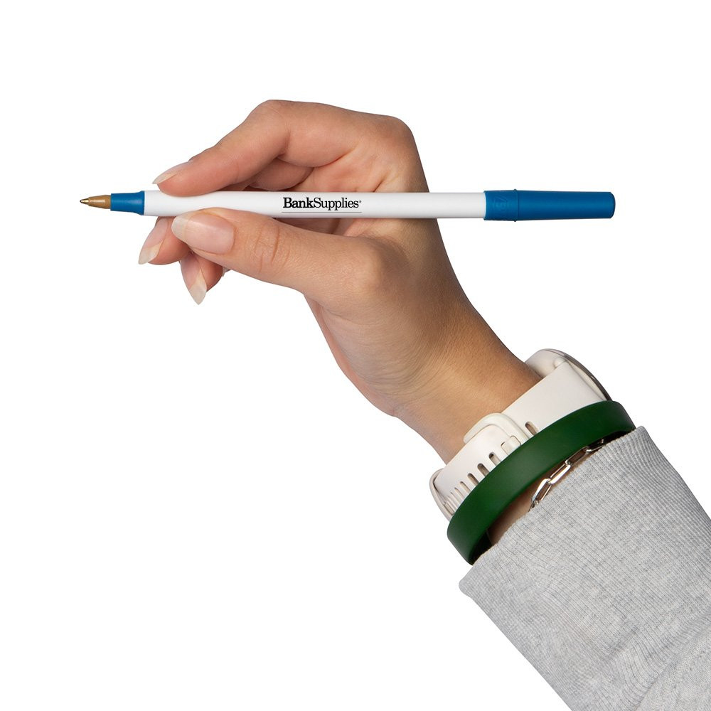 Bic stic promotional custom pens with white barrel and accent colors