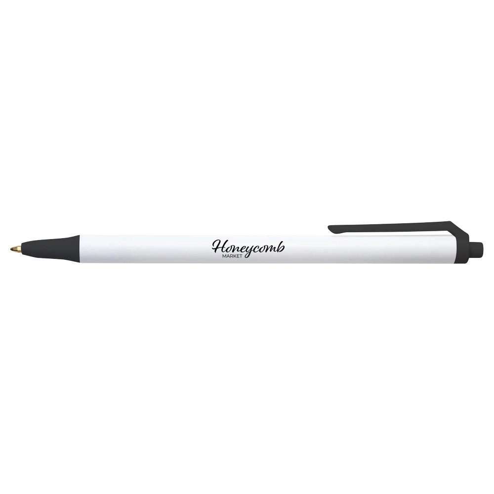 White with Black Bic Stick Click Promotional Custom Pens