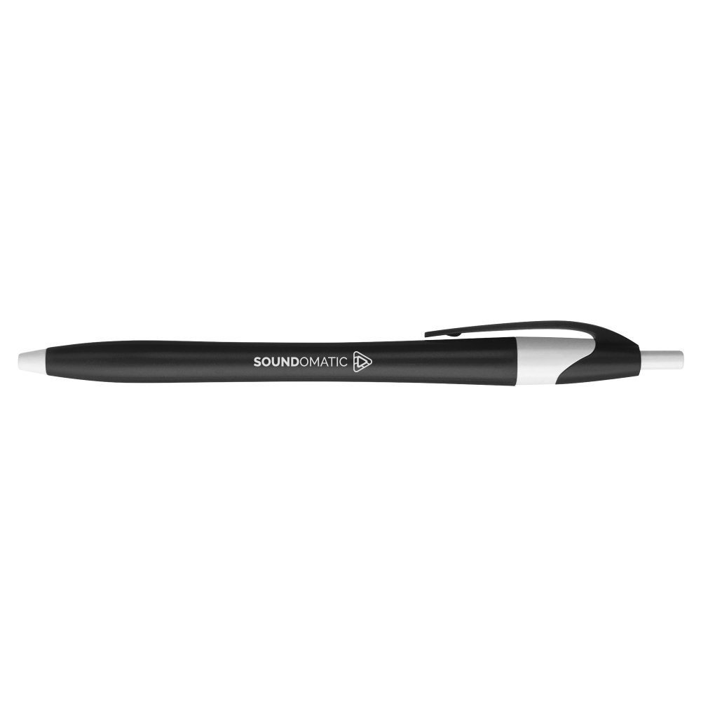 Javelin Executive Promotional Custom Pens in Black with White Accent