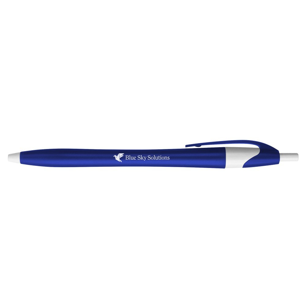 Javelin Executive Promotional Custom Pens in Blue with White Accent