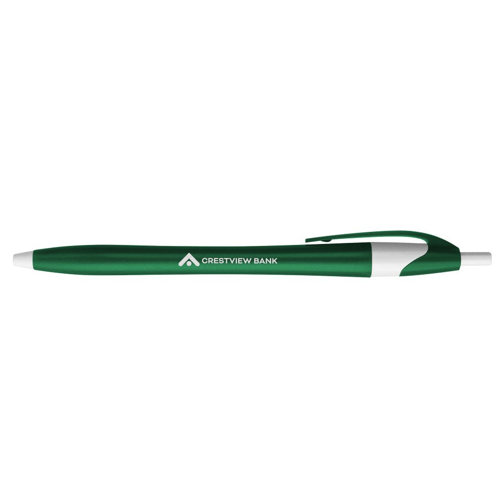 Javelin Executive Promotional Custom Pens in Green with White Accent