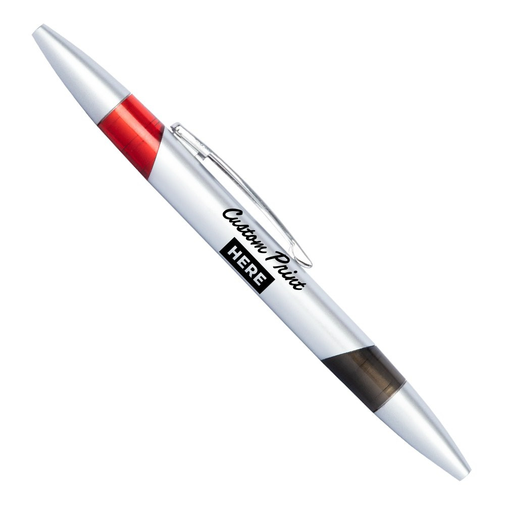 Insert your logo on our Custom Imprinted Silver Barrel Baccarat Pen - Black and Red Ink