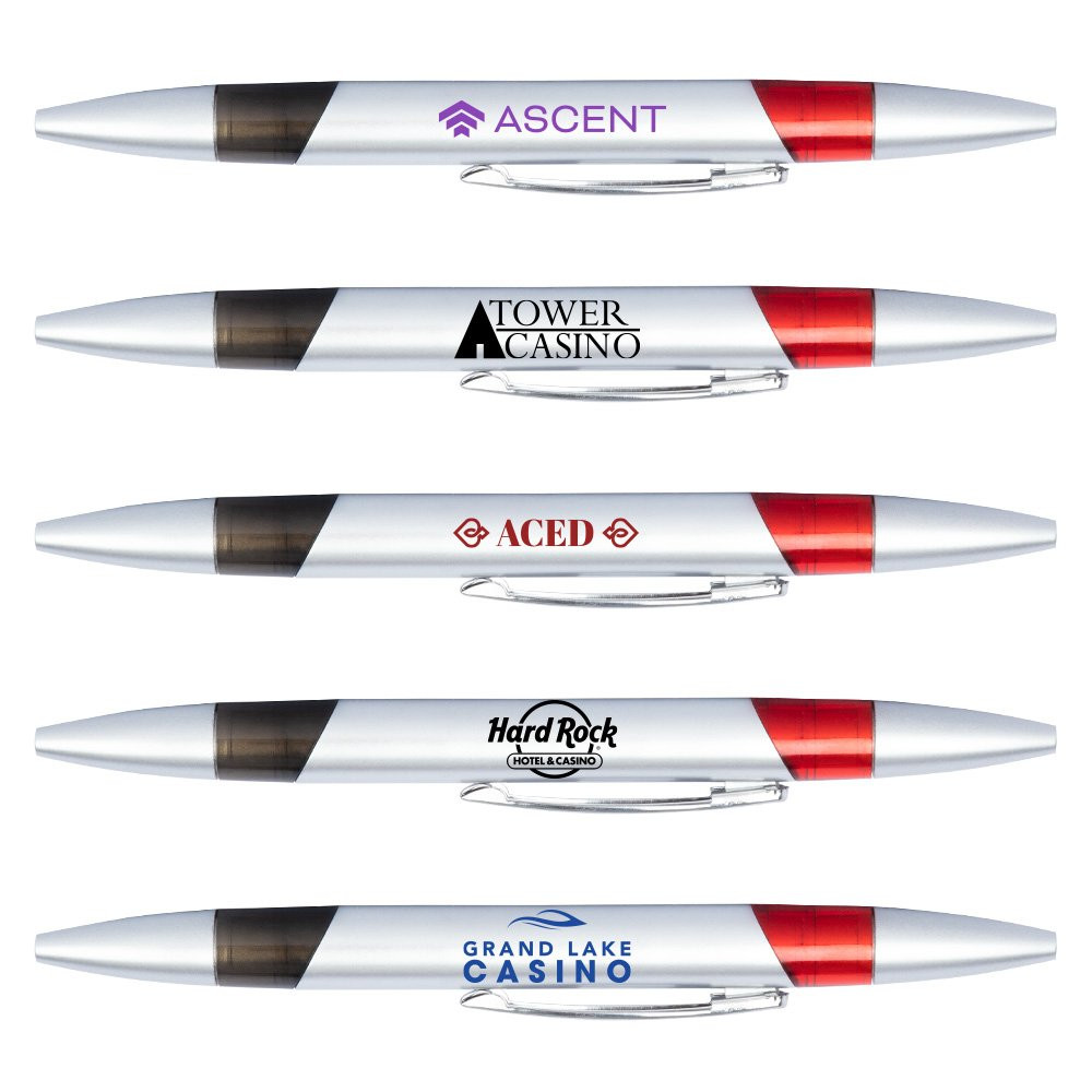 Example of Custom Imprinted Silver Barrel Baccarat Pen - Black and Red Ink