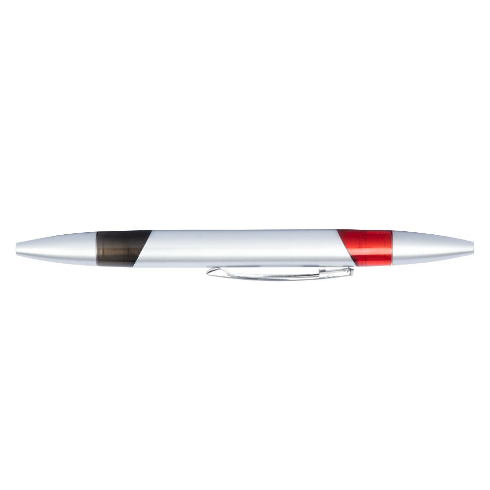 Custom Imprinted Silver Barrel Baccarat Pen - Black and Red Ink