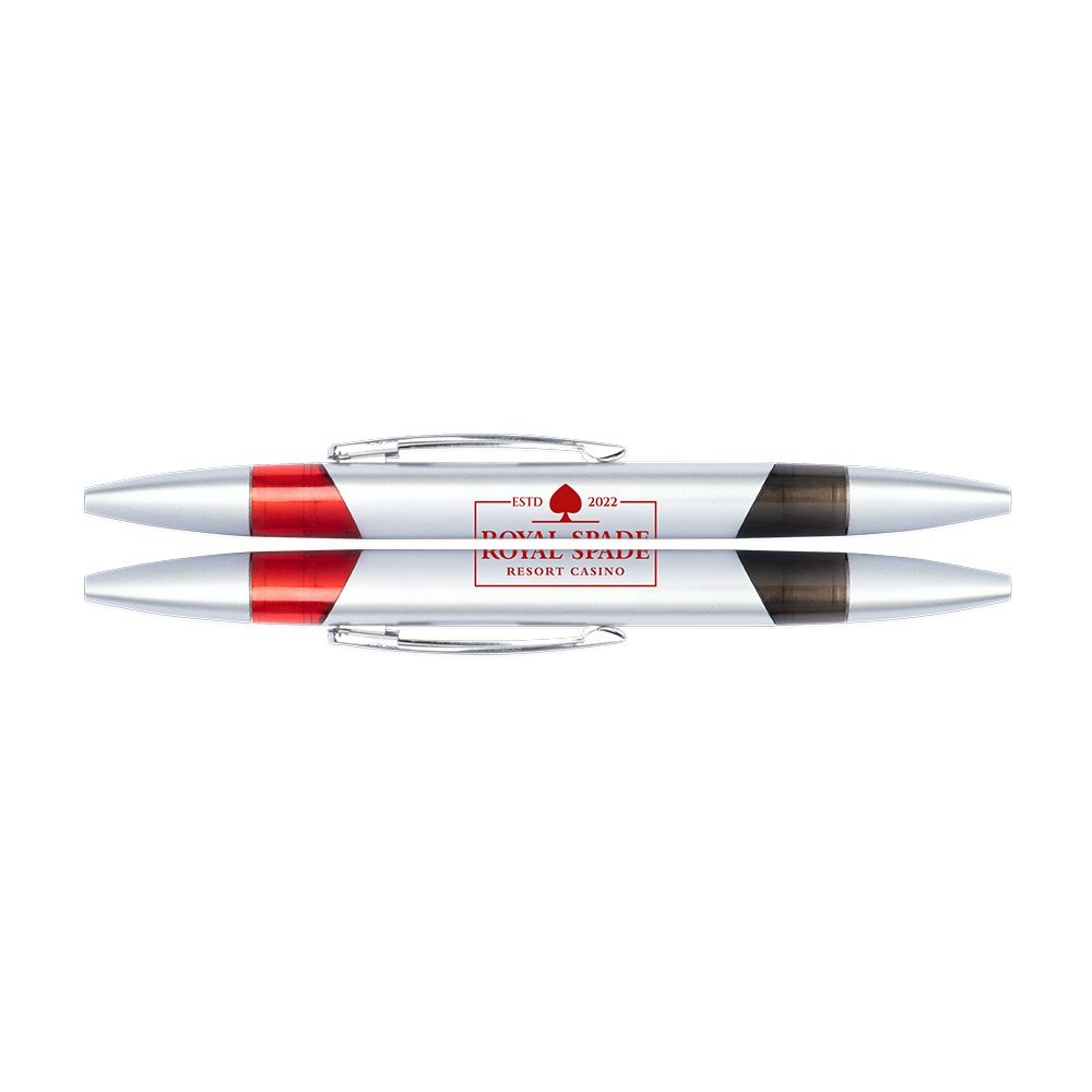 Example 2 of Custom Imprinted Silver Barrel Baccarat Pen - Black and Red Ink