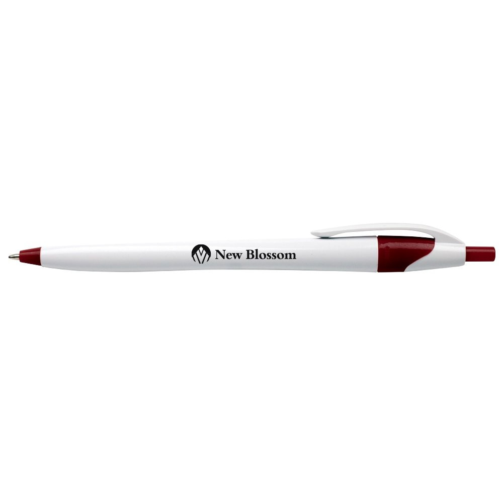 White Javelin Executive Promotional Custom Pens with Burgundy Accent