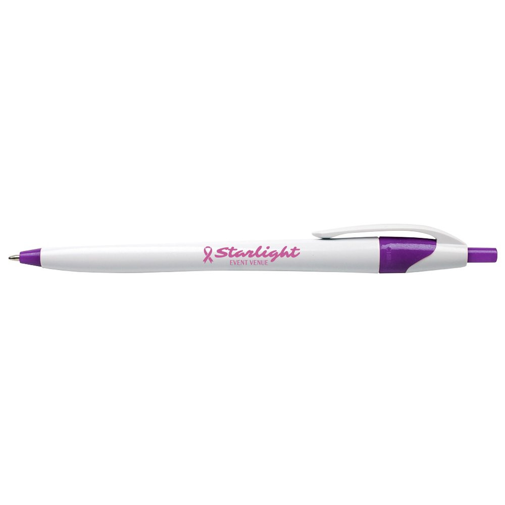 White Javelin Executive Promotional Custom Pens with Purple Accent